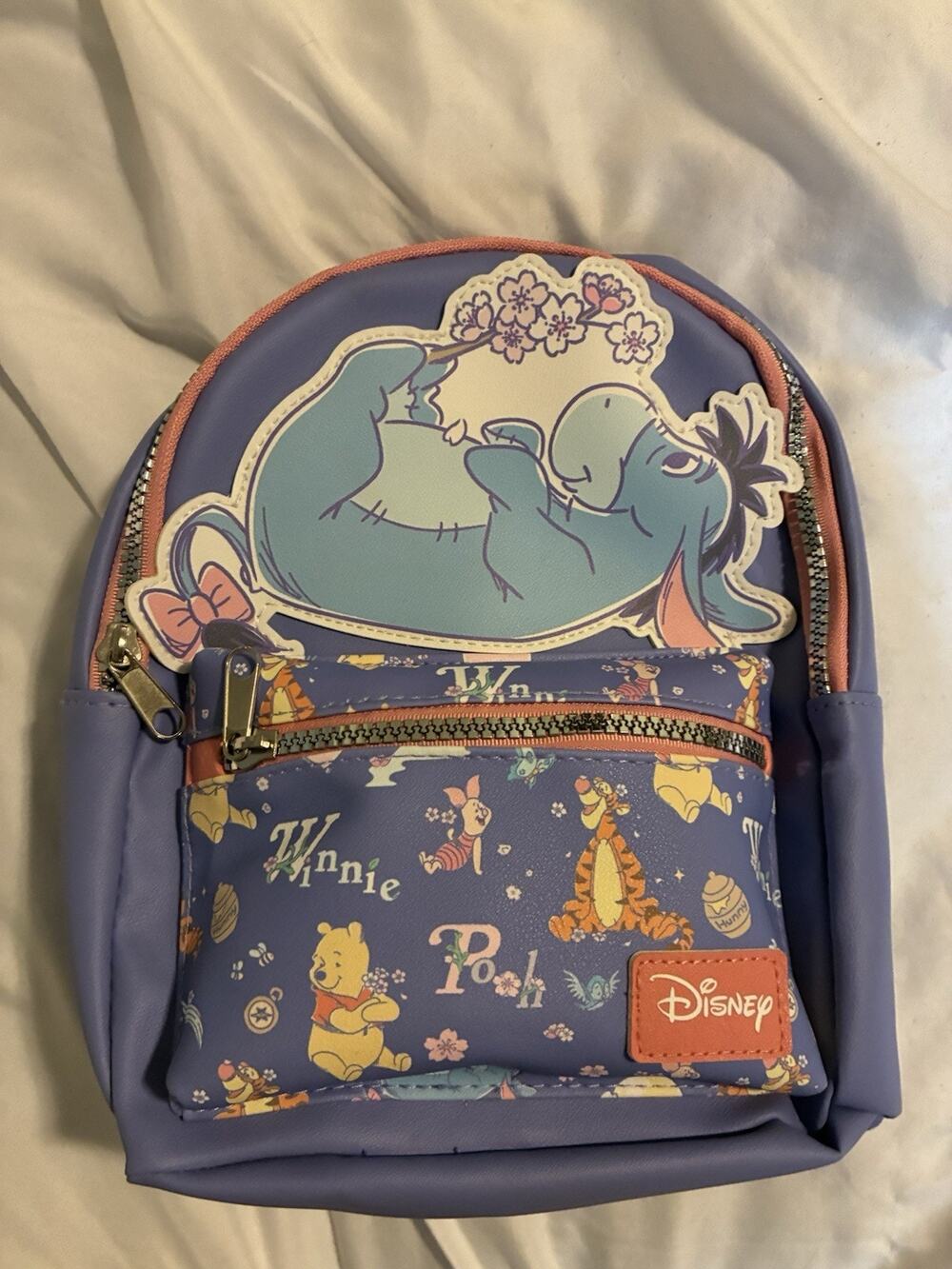 Disney Eeyore Winnie the Pooh Mini Backpack Purple Floral Faux Leather NWT